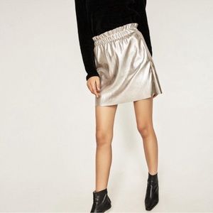 ZARA faux leather metallic mini skirt
